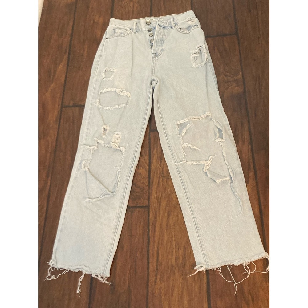 Pacsun Women's‎ Jeans High Rise Straight 25 Distressed Light Wash